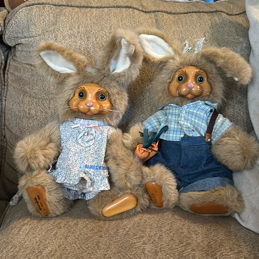 Robert Raikes Dottie Dylan Bunny‎ Rabbit Collectible Wood Doll Plush Set